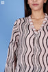Crepe Cotton V- Neck Top In Graphic Block Print